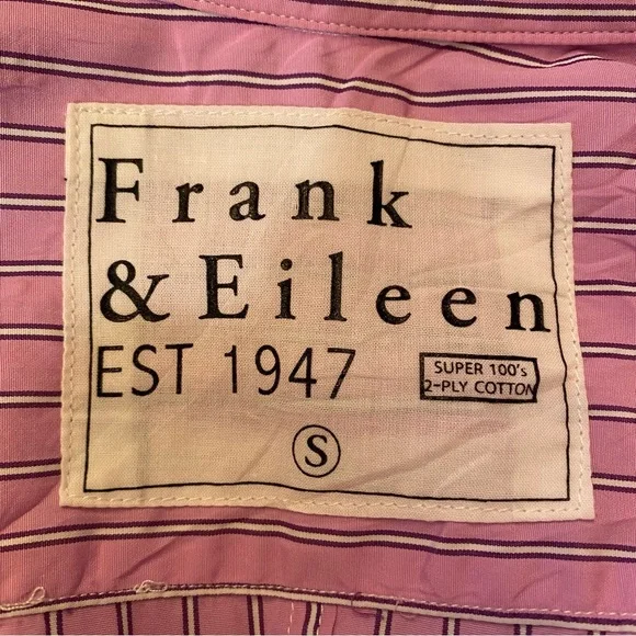 Frank & Eileen Barry Shirt Size Small Lilac Stripe Button Crinkle Texture - Picture 8 of 9